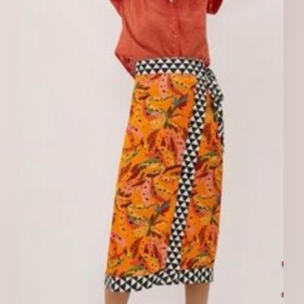 Farm Rio x Anthropologie midi wrap skirt